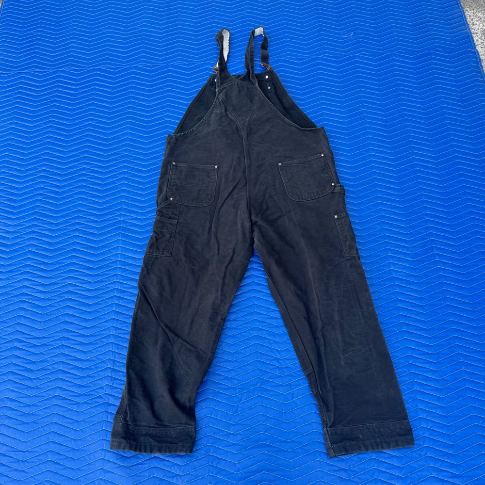 Carhartt 102776-001 Mens 44x32 Black Firm Duck Double Front Bib Work Overalls